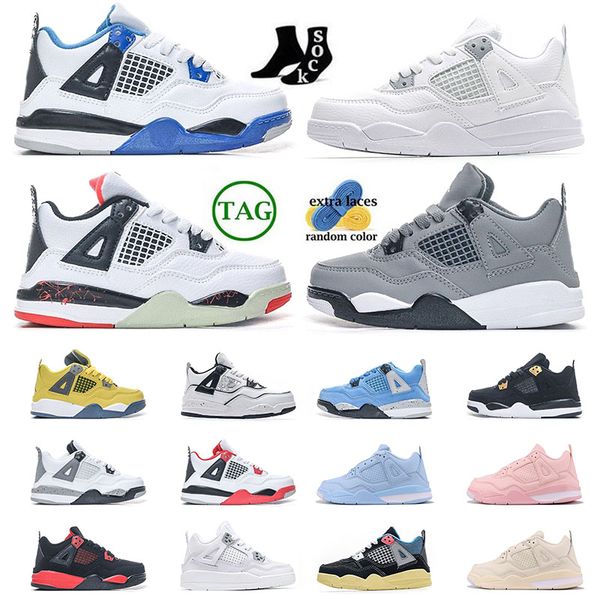 

kid shoes jmpman 4 4s young boy young girls training shoes analyzes diy sophomore album sail fire red bred athletic outdoor baby designer sn