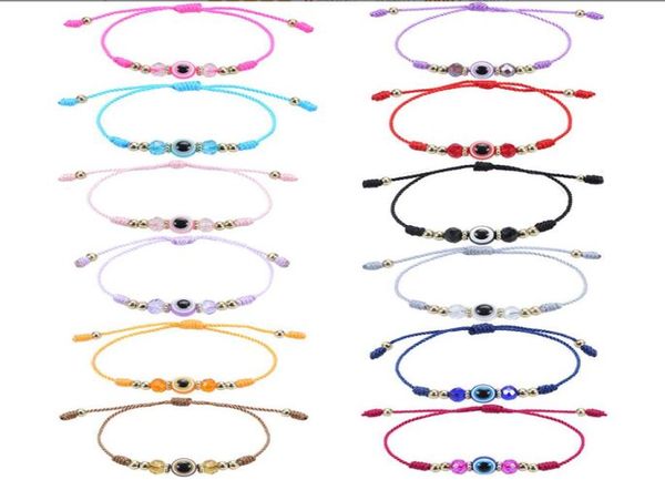 

evil blue eye bracelet colorful handmade crystal bead braided rope bracelet for women girls friendship jewelry whole9709520, Golden;silver