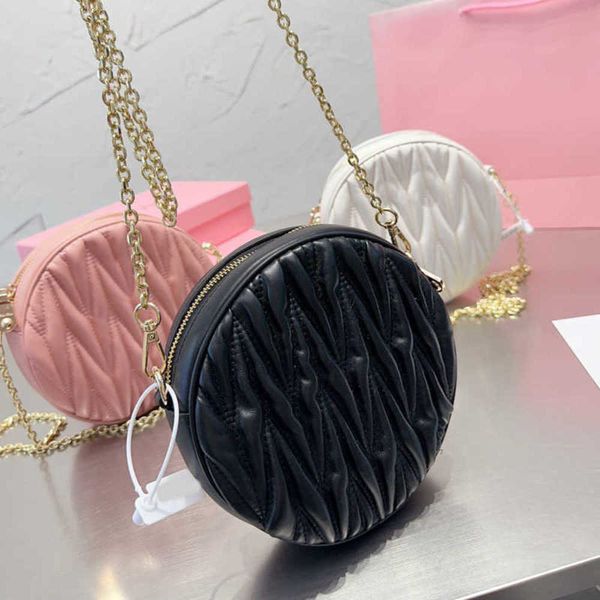 

designer crossbody shoulder bags women chain round purse classic embellishment handbag high capacity designer leather lady round wallet 2211