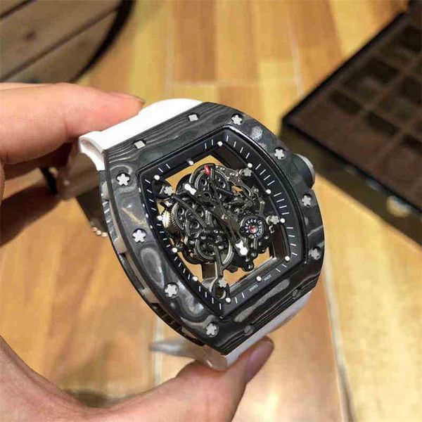 

personalized richa milles carbon light fiber hollow out sports fashion mens automatic mechanical watch cool atmosphere high quality, Slivery;black
