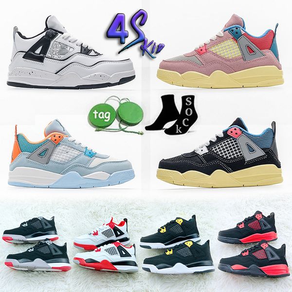 

basketball shoes running kids designer jorda 1 4 jumpman j4 j1 yellow toe heirloom white trainers starfish violet ore military black canvas
