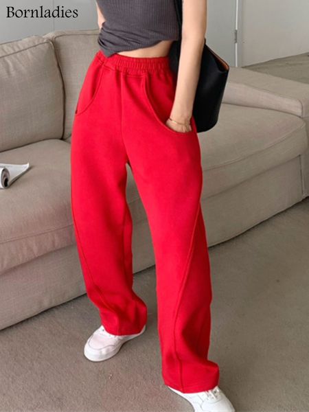 

womens pants capris bornladies loose sweatpants autumn women red sport high waist trouser female fashion streetwear straight 230313, Black;white