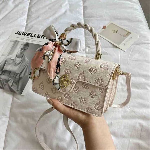 

handbag 2023 fashion women's bag leather quality handbag minority female embossed pink small square portable shoulder messenger bag