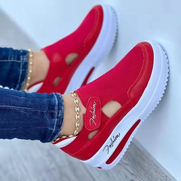 

sandals red casual shoes women breathable mesh sandals fashion brand summer women sandals platform vulcanized shoes femme sneakers 230313, Black