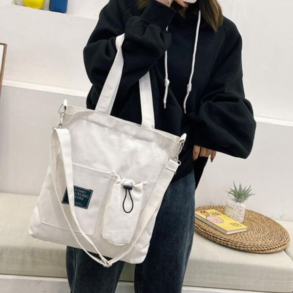 

shopping bags women canvas design zipper shoulder female reusable large capacity shopper tote ladies eco cloth 230313