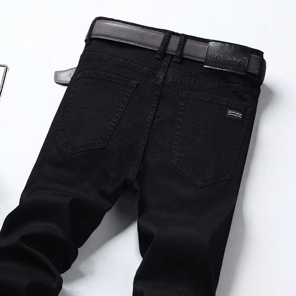 

men's jeans black branded men's stretch spring summer business casual loose straight denim trousers male autumn slim pants 230313, Blue