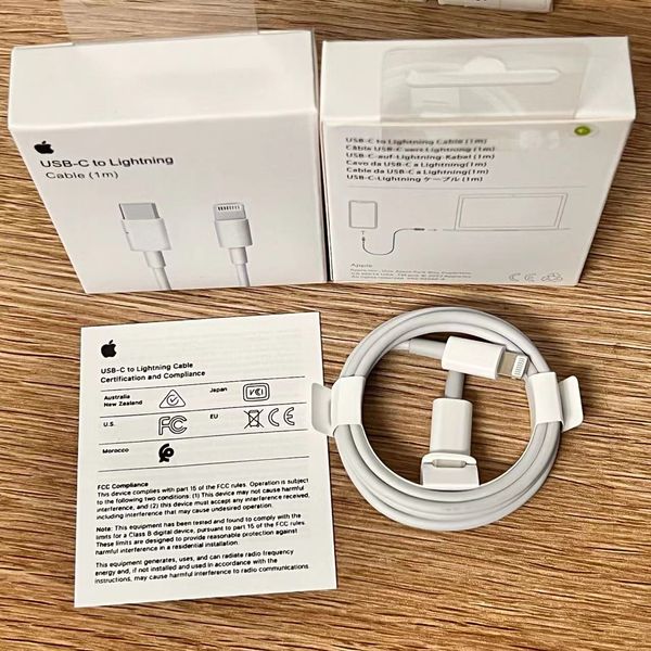 

original c94 1m/3ft usb c pd fast charging cable type c to 8pin charger cable for iphone 11 12 13 14 pro max 18w 20w adapter with packaging