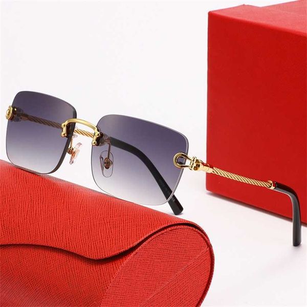 

sunglasses 2023 new new for men and women frameless fried dough twists metal leg optics fashion personalized glasses, White;black