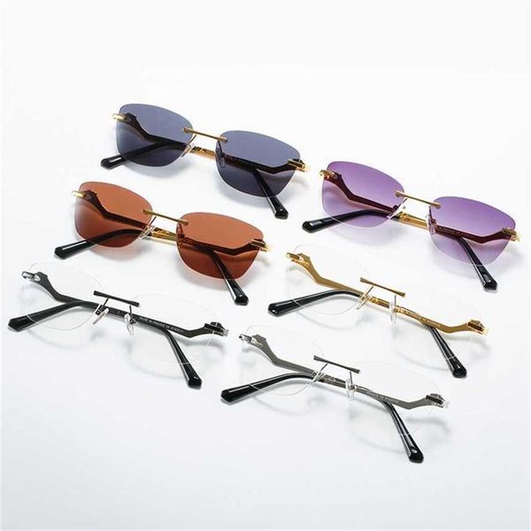 

new sunglasses new card frameless leopard head sunglasses fashion and women's sunglasses square glasses, White;black