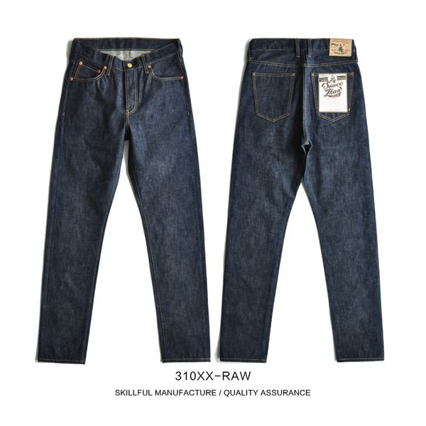 

men's jeans saucezhan 310xx-raw mens slim fit jeans jean selvedge mens jeans brand raw denim men jeans men jeans unsanforized denim 230, Blue