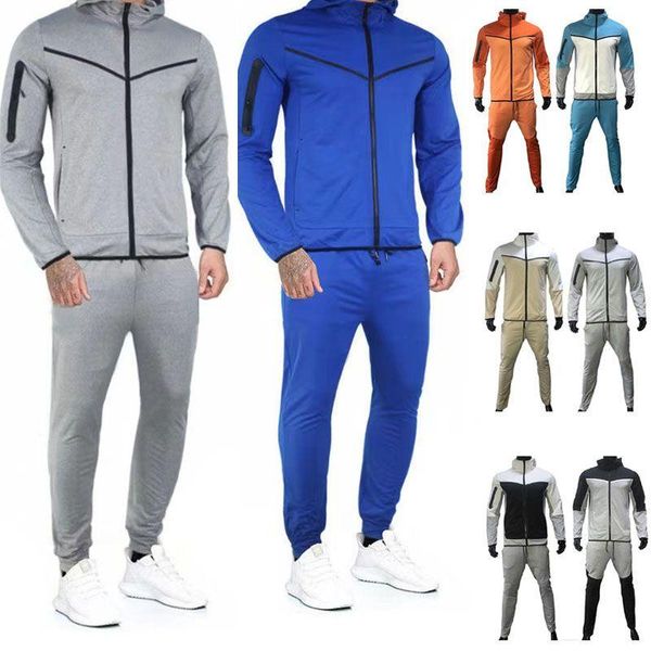 

online celebrity sports suit thin tech fleece men tracksuit designer sweat suit two piece set sports sweatpants with long sleeve hoodie for, Gray
