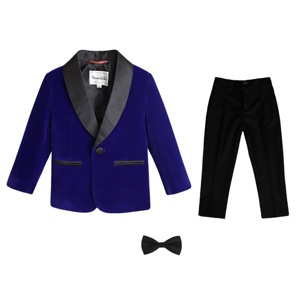

suits boys corduroy slim fit suit set formal boy party wedding handsome piano host performance costume kids blazer pants bowtie outfit 23031, Black