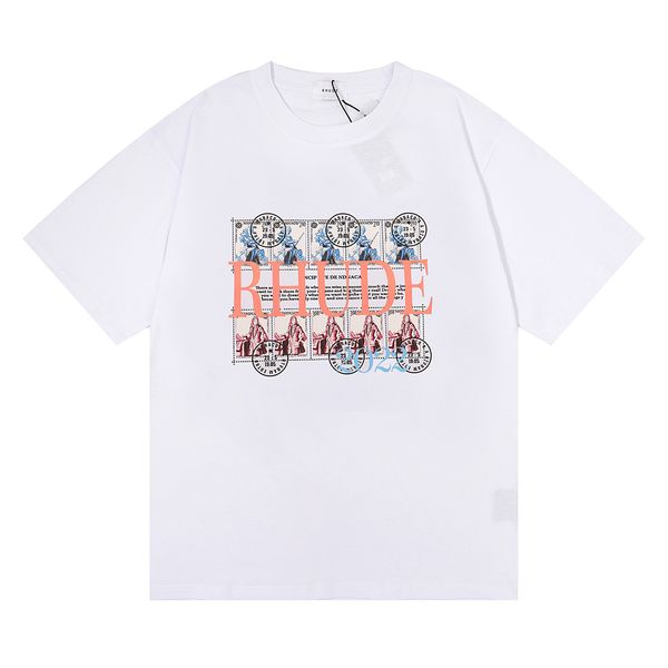 

mens 2023 summer casual t rhude shirt designer priting fashion simple ppure cotton men t shirts us size s-xxl 6aem, White;black
