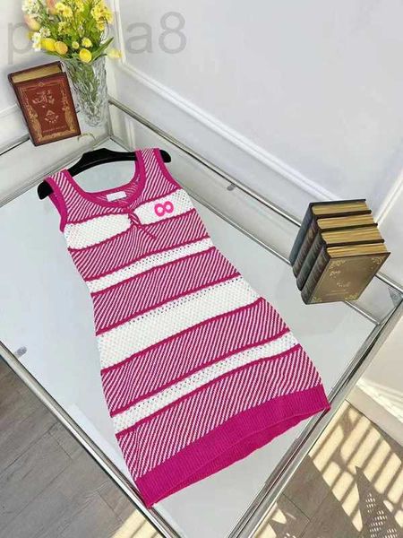 

casual dresses designer 23ss womens striped knitted summer sling skirts party nightclub embroidered letters lady vest dress 2 colors vyhj, Black;gray