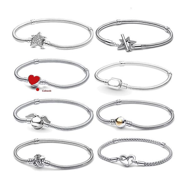 

charm bracelets asymmetric star blue clasp s925 sterling silver tbar snake studded chain bracelet for women fit beads 100th anniversary 2303, Golden;silver