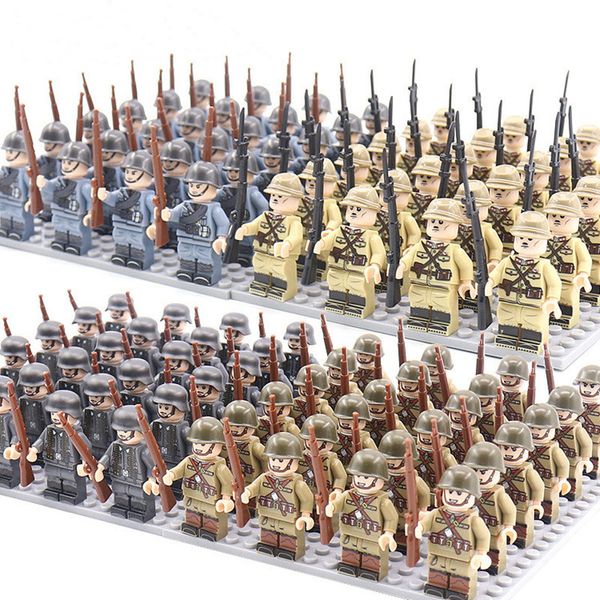 

blocks 24pcs/lot ww2 military soldier array soviet us uk china building blocks figures children's toy assembly war toys christmas gifts