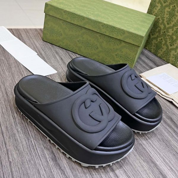

designer men ladies summer sandals rubber beach guccie slippers flat thick sole sandals bathroom home shoes black hole safflower comfortable, Black;red