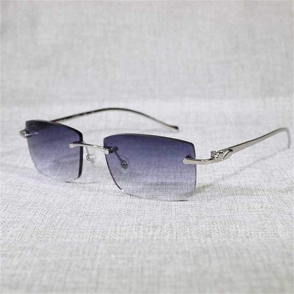 

vintage leopard rimless sunglasses oval metal frame shades men summer outdoor clear glasses for reading, White;black