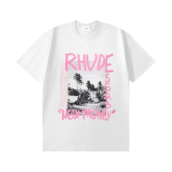 

rhude us size m-xxl designer mens t shirts for summer men women t-shirts fashion tshirt with printing, White;black