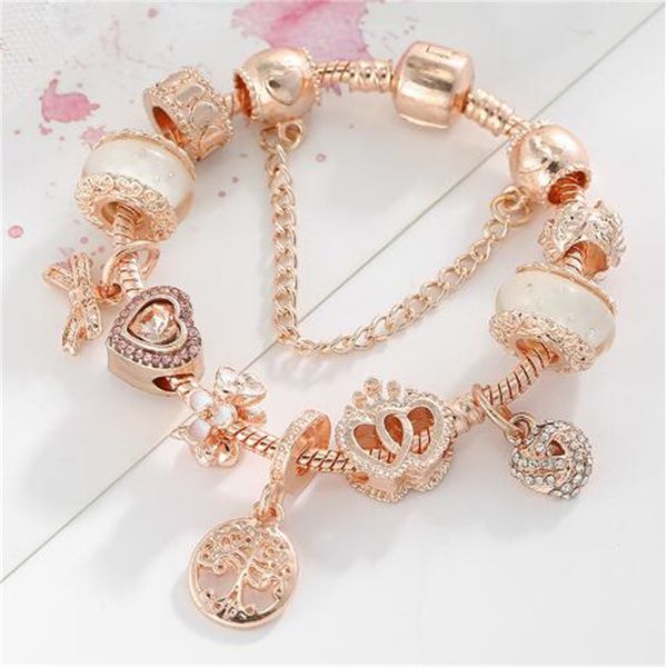 

european and american pendant charm bracelets women's jewelry diy exquisite bracelet lover's wife wedding jewelry ab1114, Golden;silver