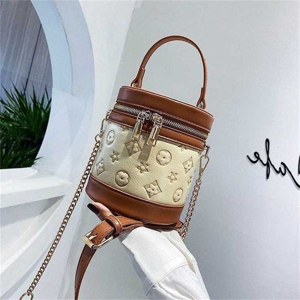 

handbag 2023 fashion women's bag leather quality handbag bucket female portable messenger shoulder style small cylinder bag