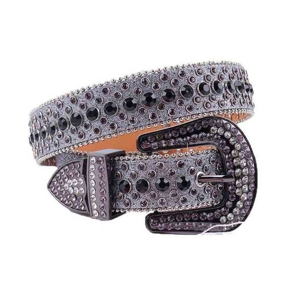

designer belts 2023 fashion diamond studded western cowboy jeans sparkle leather bling luxury rhinestone belt for women man factory outlet, Silver