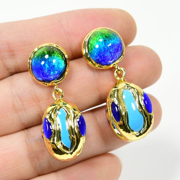 

blue murano glass turquoise blue crystal dangle earrings handmade drop earrings jewelry, Silver