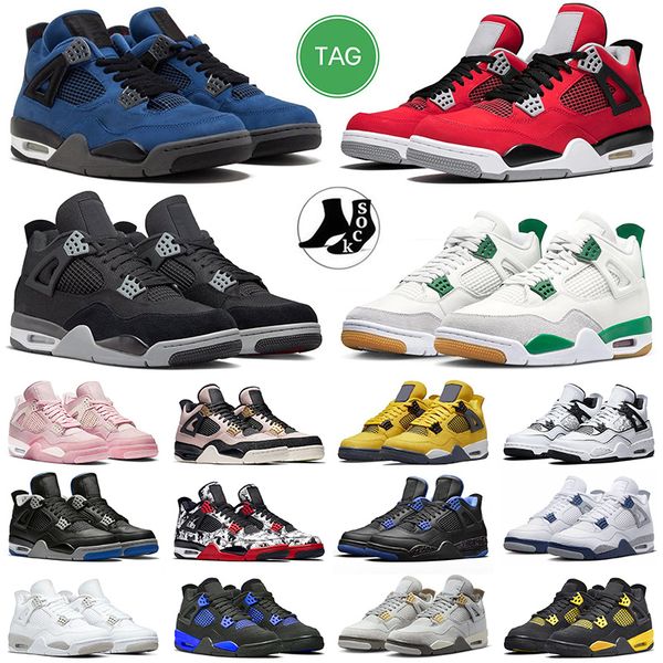 

men women basketball shoes with box og military black 4s red thunder black cat infrared bred university blue trainers q8p7