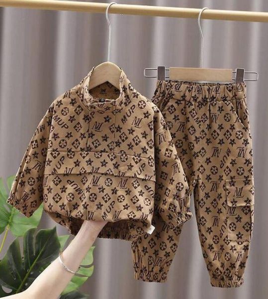

kids clothing sets boys girls tracksuits suit letter stripe grid print 2pcs designer jacket pant suits chidlren casual sport cloth7407433, White