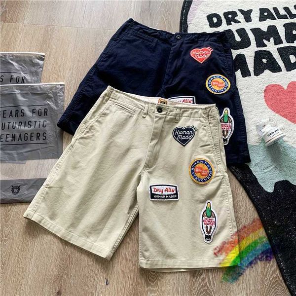 

2022ss human made shorts men women 1 1 multi-pocket embroidered patch workwear five points casual straight breeches 0313, White;black