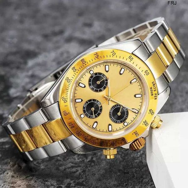 

designer watches rolax mens mechanical automatic 2023mens japan vk chronograph movement full stainless steel frj, Slivery;brown
