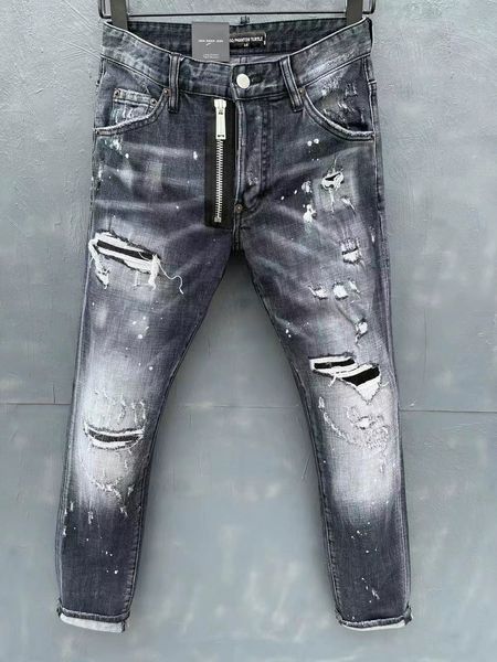 

dsq phantom turtle men's jeans classic fashion man jeans hip hop rock moto mens casual design ripped jeans distressed skinny denim bike, Blue
