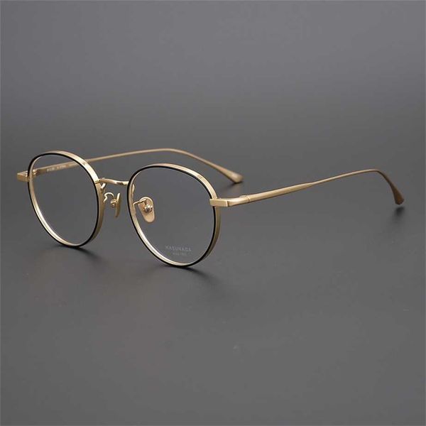 

sunglasses 2023 new high beauty delicate style gold pure titanium high-grade glasses round thick large frame small face, White;black