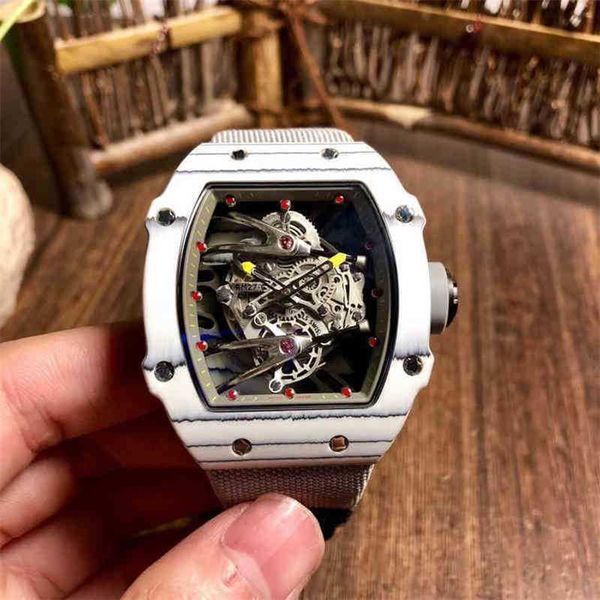 

richa automatic 2022 milles mens carbon mechanical fiber watch hollowed out personalized luminous technology atmospheric fashion trend high, Slivery;black