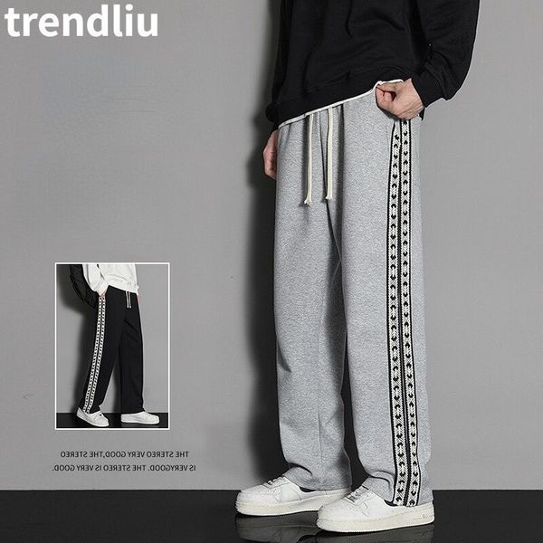 

men s pants sweatpants men straight harem male korean man loose casual streetwear sport trousers joggers oversize sports 230313, Black