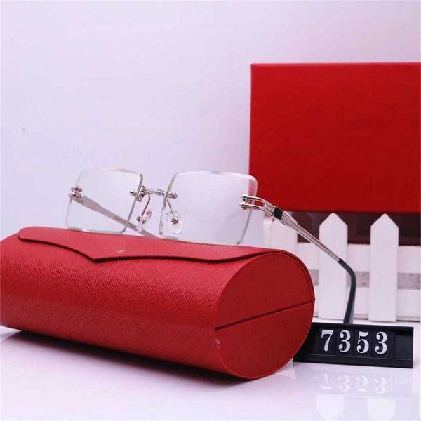

sunglasses 2023 new overseas outer men's and women's square frameless fashion glasses 7353, White;black