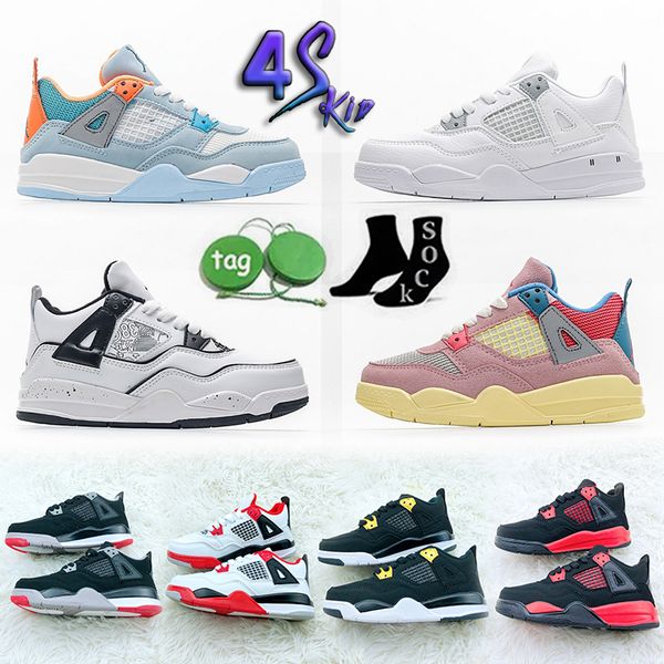

kids jumpman j4 designer mens womens basketball shoes super 4 4s iv midnight navy retro black cats blue thunder sb bred sail pink cactus jac