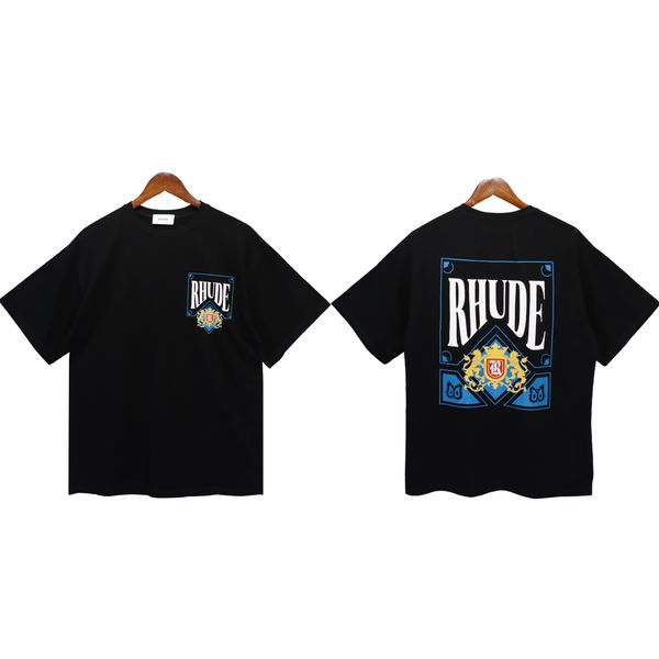 

men's rhude shirt designer tshirts short sleeves luxury clothes summer leisure breathable printed coats high-quality us sizetydsfds, White;black