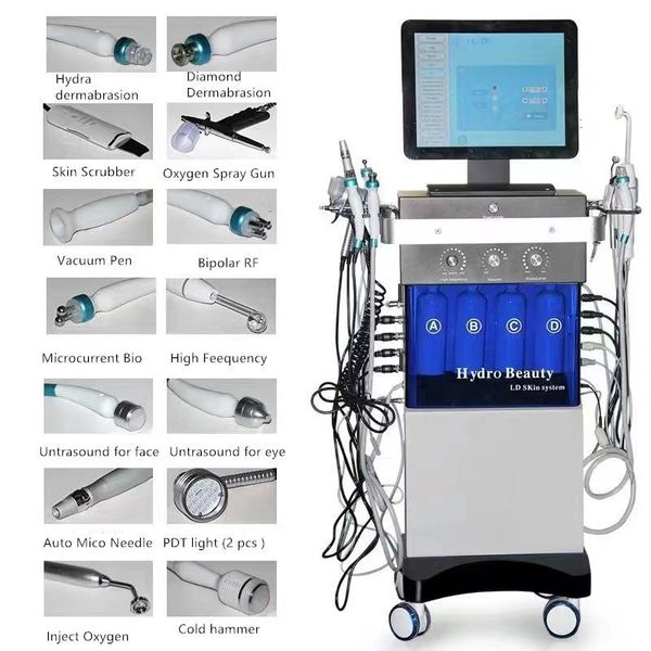 

microdermabrasion hydrofacial machine oxygen jet hydrafacial aqua peeling facial cleaning tru hydro facial machine skin peeler machine, Black;white