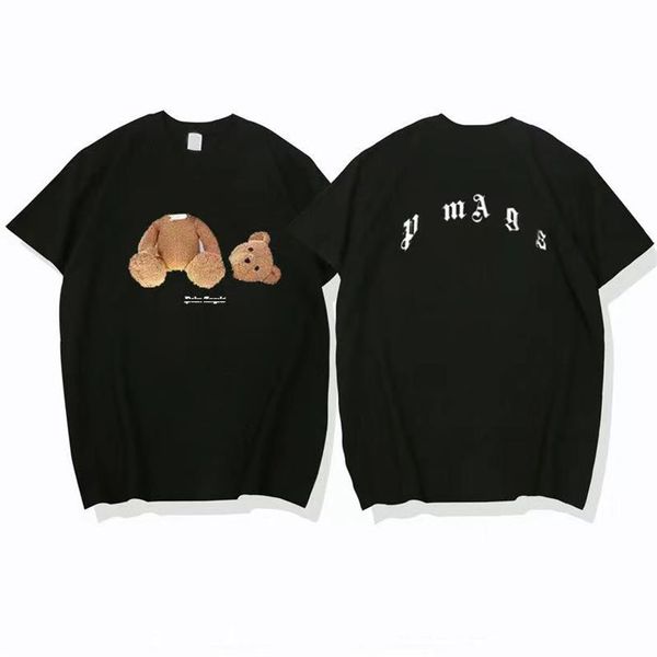 

2023 summer new decapitated bear short sleeve women's cotton t-shirt bear couple loose round neck high street fashion brand t-shirt, White;black