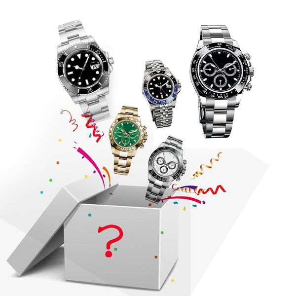 

men's watch 904l stainless steel ladies' watch elegant automatic mechanism gmt watch strap mysterious box blind box gift surprise, Slivery;golden
