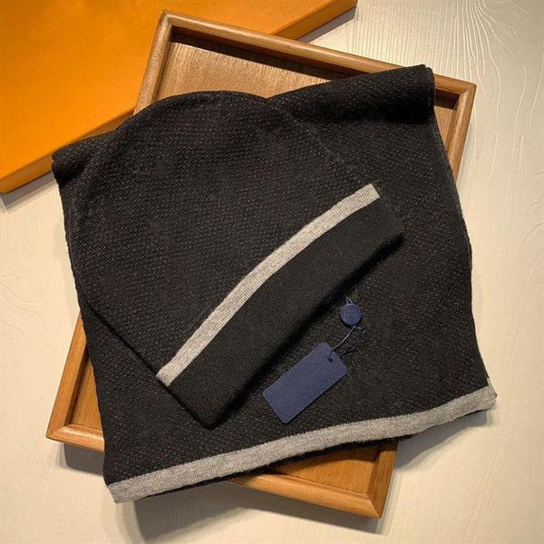 

hat scarf set for men and women winter wool scarfs designer shawl cap beanie wrap scarves320q, Blue;gray