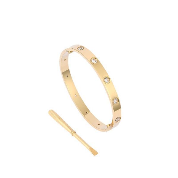

screwdriver love bracelets bangles jewelry all diamond cz for men womens designer luxury 5.0 stainless steel titanium 18k yellow gold-plated, Black