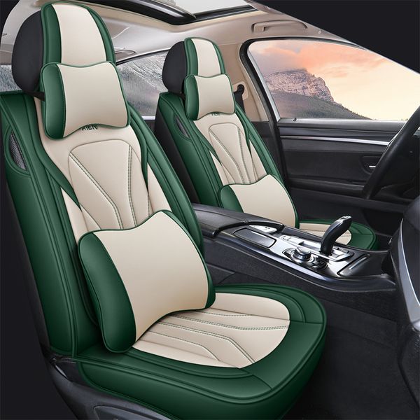 

car seat covers full set, waterproof nappa leather auto seat protectors, universal fit for most sedans suv pick-up truck, black