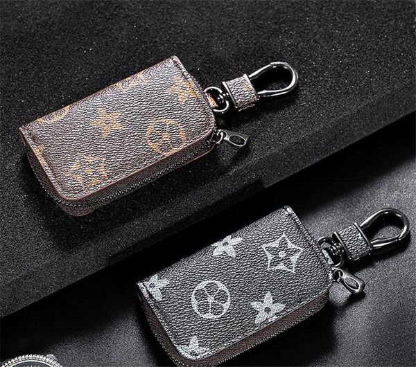 

bag keychains car keys holder key rings black plaid brown flower pu leather pendant keyrings charms for men gifts fashion designer pouches a, Silver