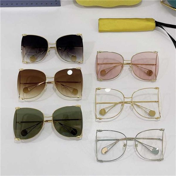 

sunglasses 2023 new g's fashion large frame a-frame covers face and shows thin star sunglasses of the same type gg0252, White;black