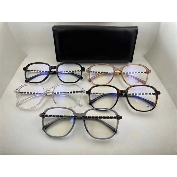 

sunglasses 2023 women's new type ch3418 daily plain eye sheepskin metal chain titanium frame with myopia, White;black