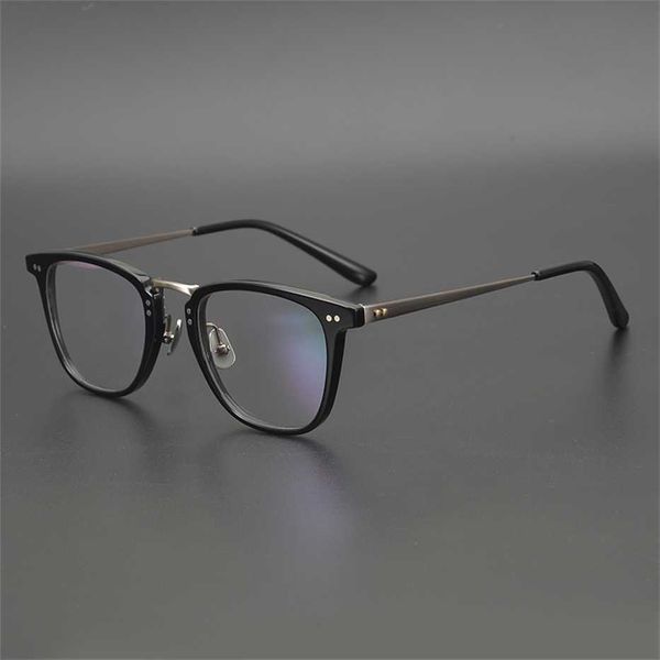 

sunglasses 2023 new japanese handmade wide men's pure titanium personality square thick large face full plate tide myopia glasses frame, White;black