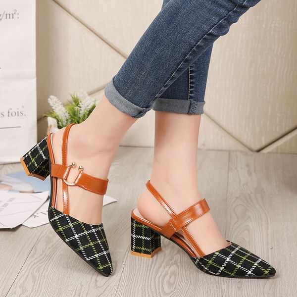 

sandals summer women gladiator buckle strap cover heel fashion chunky ladies sandals ankle strap footwear pumps dress shoes 230313, Black