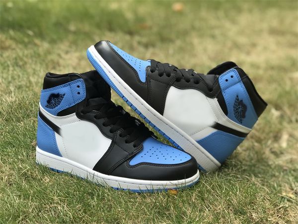 

women men outdoor basketball shoes unc toe 1s jumpmans 1 high trainers university blue black white dz5485-400 mens womens designer sneakers, Red;white